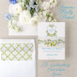 Mediterrane bruiloft uitnodiging citroenen uitnodigingen wikkel