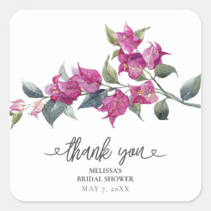 Mediterrane bruiloftsborrel met bougainvillea vierkante sticker