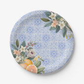 Mediterrane Bruiloftsontvangst met Tegels Papieren Bordje (Voorkant)