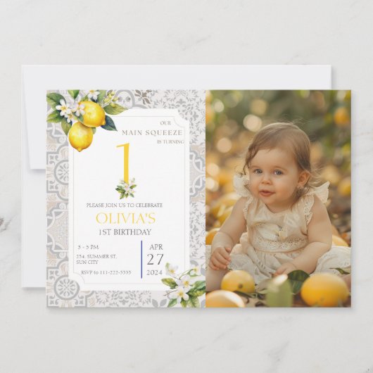 Mediterrane citroen 1e 2e 3e foto Verjaardag Kaart (Voorkant)