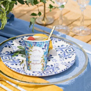 Mediterrane Citroen Amalfi Kust Baby Shower Papieren Bekers