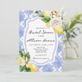 Mediterrane citroen bruids douche uitnodiging (Staand voorkant)