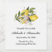 Mediterrane citroen citrus bruiloft wijn etiket (Enkel label)