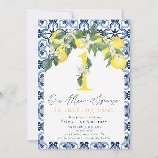 Mediterrane citroen Positano Eerste Verjaardag Kaart (Voorkant)