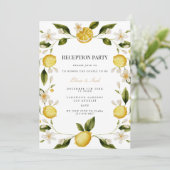 Mediterrane citroen receptie uitnodiging Kaart (Staand voorkant)