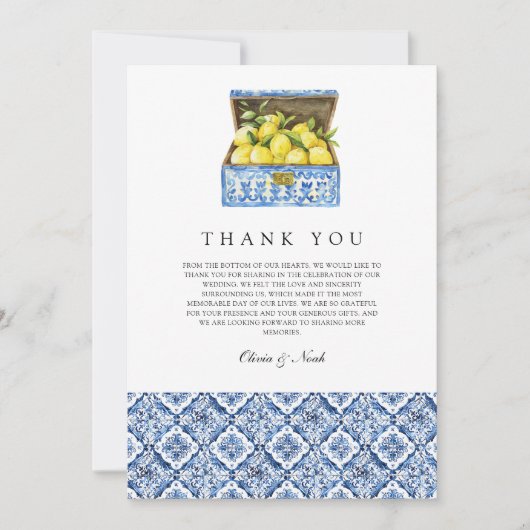 Mediterrane citroen Tegel bedankkaart (Voorkant)