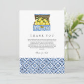 Mediterrane citroen Tegel bedankkaart (Staand voorkant)