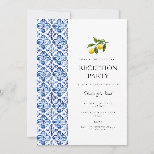 Mediterrane Citroen Tegel Receptie Uitnodiging Kaa (Voorkant)