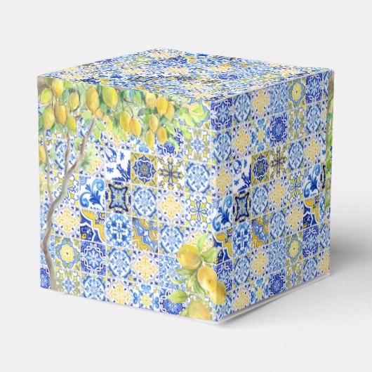 Mediterrane citroen Tegels Bedankdoosjes (Achterkant)