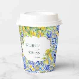 Mediterrane citroen Tegels bruiloft Papieren Bekers