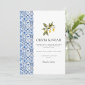 Mediterrane citroen Tegels bruiloft uitnodiging (Staand voorkant)