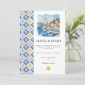 Mediterrane citroen Tegels bruiloft uitnodiging (Staand voorkant)