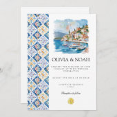 Mediterrane citroen Tegels bruiloft uitnodiging (Voorkant / Achterkant)