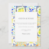Mediterrane citroen Tegels bruiloft uitnodiging (Voorkant)