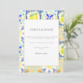 Mediterrane citroen Tegels bruiloft uitnodiging (Staand voorkant)