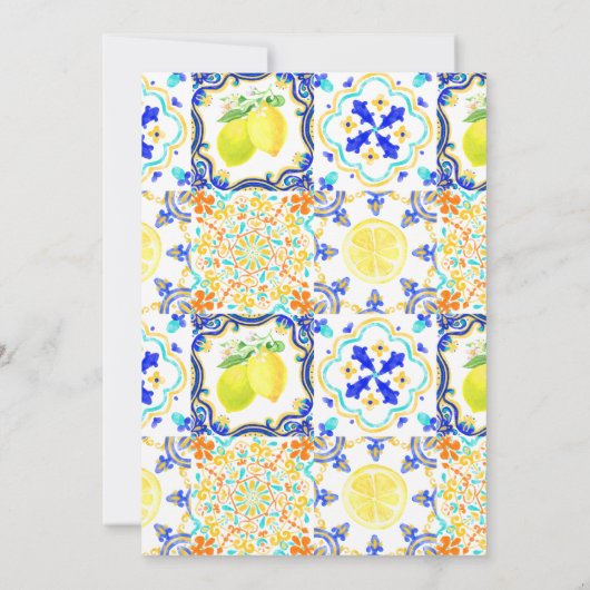 Mediterrane citroen Tegels bruiloft uitnodiging (Achterkant)