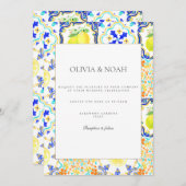 Mediterrane citroen Tegels bruiloft uitnodiging (Voorkant / Achterkant)