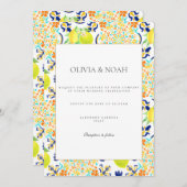 Mediterrane citroen Tegels bruiloft uitnodiging (Voorkant / Achterkant)