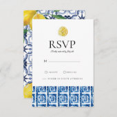 Mediterrane citroen Tegels RSVP kaart (Voorkant / Achterkant)