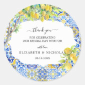 Mediterrane citroen Tegels | Trouwgunst Ronde Sticker (Voorkant)