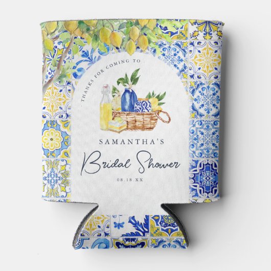 Mediterrane citroen Tegels Vrijgezellenfeest Blikjeskoeler (Voorkant)