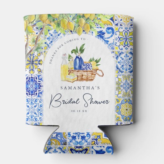 Mediterrane citroen Tegels Vrijgezellenfeest Blikjeskoeler (Achterkant)