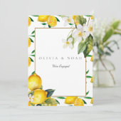 Mediterrane Citroen Verloving Aankondiging Kaart (Staand voorkant)