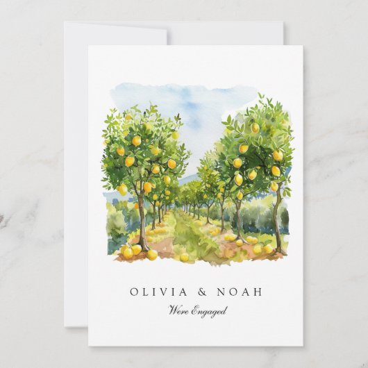 Mediterrane Citroen Verloving Aankondiging Kaart (Voorkant)