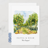 Mediterrane Citroen Verloving Aankondiging Kaart (Voorkant / Achterkant)