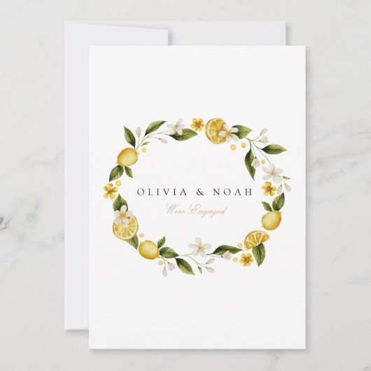 Mediterrane Citroen Verloving Aankondiging Kaart (Voorkant)