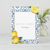 Mediterrane Citroen Verloving Aankondiging Kaart (Staand voorkant)