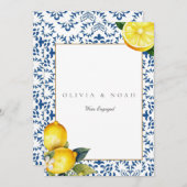 Mediterrane Citroen Verloving Aankondiging Kaart (Voorkant / Achterkant)