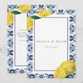 Mediterrane Citroen Verloving Aankondiging Kaart (Voorkant / Achterkant)