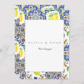 Mediterrane Citroen Verloving Aankondiging Kaart (Voorkant / Achterkant)