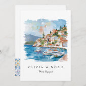 Mediterrane Citroen Verloving Aankondiging Kaart (Voorkant / Achterkant)