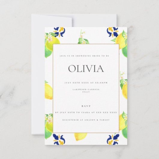 Mediterrane citroen Vrijgezellenfeest Kaart (Achterkant)