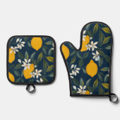 Mediterrane citroenbloesem ovenwant & pannenlap set (Voorkant)