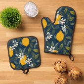 Mediterrane citroenbloesem ovenwant & pannenlap set (Top down)