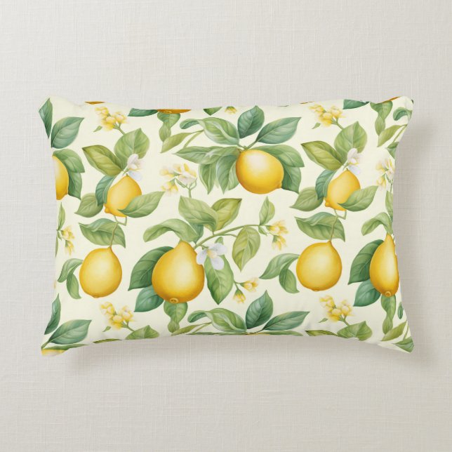 Mediterrane citroenbloesems Citrus Accent Kussen (Voorkant)