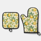 Mediterrane citroenbloesems Citrus Ovenwant & Pannenlap Set (Voorkant)