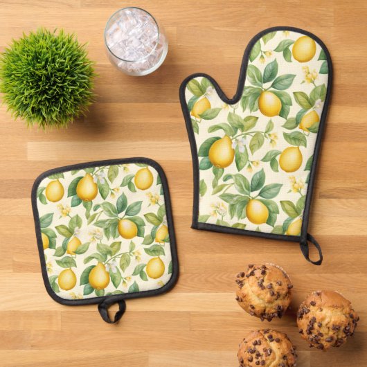 Mediterrane citroenbloesems Citrus Ovenwant & Pannenlap Set (Top down)