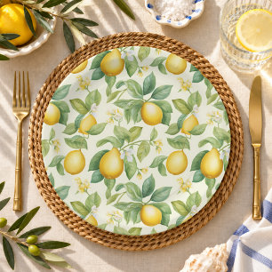 Mediterrane citroenbloesems citrus papieren bordje