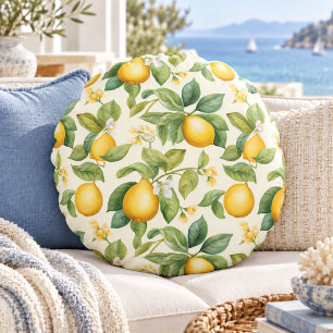 Mediterrane citroenbloesems citrus rond kussen