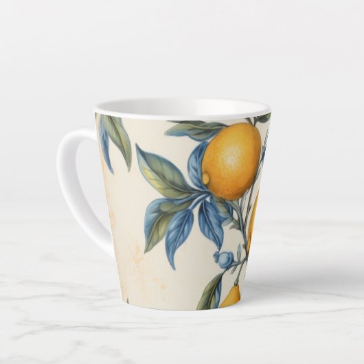 Mediterrane citroenboomgaard latte mok (Linkerhoek)