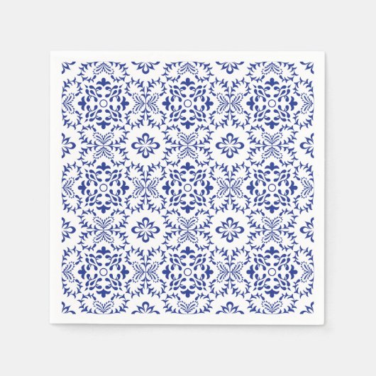 Mediterrane citroenen blauw mozaïek Tegel bruiloft Servet (Voorkant)