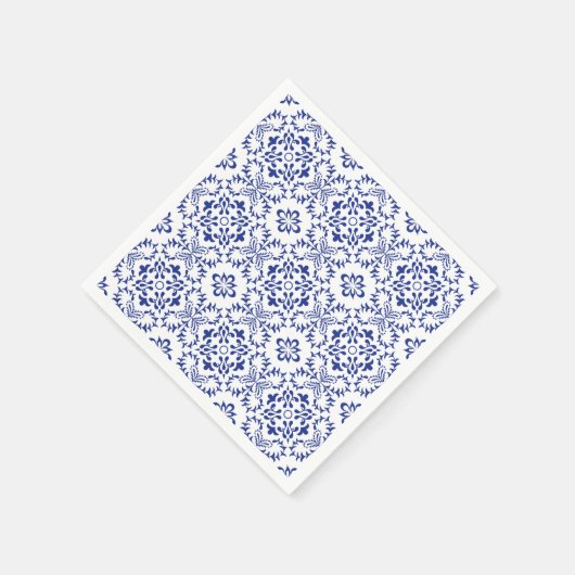 Mediterrane citroenen blauw mozaïek Tegel bruiloft Servet (Hoek)