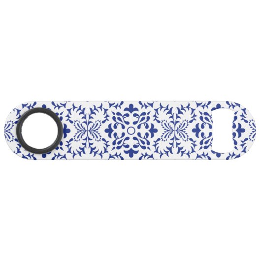 Mediterrane citroenen blauw mozaïek Tegel bruiloft Speed Flessenopener (Voorkant (Horizontaal))