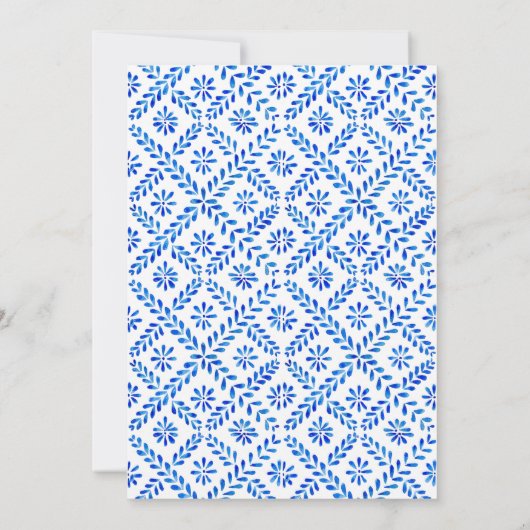 Mediterrane citroenen Blauwe Tegels Vrijgezellenfe Kaart (Achterkant)