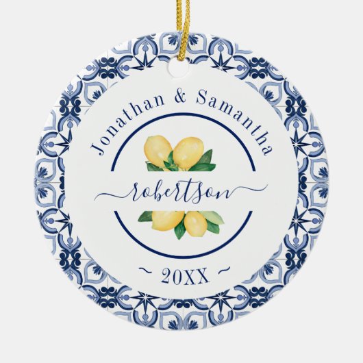 Mediterrane citroenen familie keramisch ornament (Voorkant)