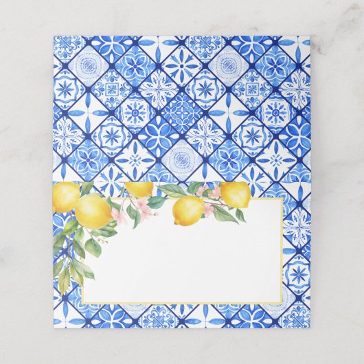 Mediterrane citroenen Italiaans Blauw Tegels Eetla Plaatskaartje (Buitenkant ongevouwen)